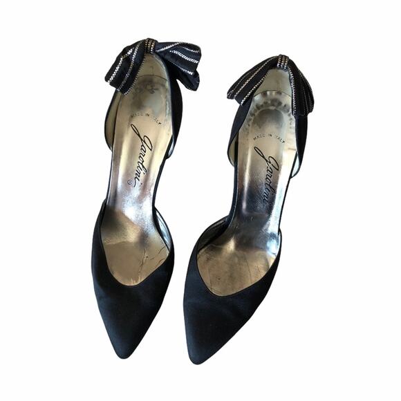 Garolini Bronson Pump Bow Black Silver 8 Vintage - Picture 9 of 13